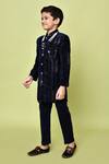 Shop_Samyukta Singhania_Blue Velvet, Polyester, Terrycloth Sequins Embroidered Sherwani And Trouser Set