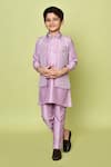 Buy_Samyukta Singhania_Pink Cotton Silk Embroidered Zari Work Nehru Jacket And Kurta Set _Online