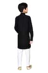 Shop_Petite Pomme_Black Jacquard, Cotton Satin, Cotton, Woven Pattern Pathani Kurta And Pyjama Set _Online_at_Aza_Fashions