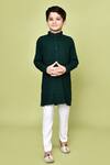 Shop_Samyukta Singhania_Green Cotton Rayon Embroidered Floral Pathani Kurta And Pyjama Set 
