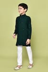 Samyukta Singhania_Green Cotton Rayon Embroidered Floral Pathani Kurta And Pyjama Set _Online