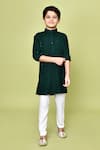 Buy_Samyukta Singhania_Green Cotton Rayon Embroidered Floral Pathani Kurta And Pyjama Set _Online