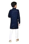 Shop_Samyukta Singhania_Blue Cotton Rayon Embroidered Floral Sequins Pathani Kurta And Pyjama Set _Online_at_Aza_Fashions