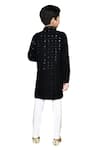 Banana Bee_Black Cotton Rayon Embroidered Floral Band Collared Pathani Kurta And Pyjama Set _Online_at_Aza_Fashions