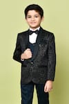Buy_Samyukta Singhania_Black Cotton Satin, Polyester, Silk Embroidery Printed Coat And Trouser Set 