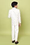 Shop_Petite Pomme_Cream Cotton Satin Sequins Geometric Embroidered Coat Pant Set _at_Aza_Fashions