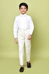 Buy_Petite Pomme_Cream Cotton Satin Sequins Geometric Embroidered Coat Pant Set _Online_at_Aza_Fashions