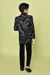 Shop_Petite Pomme_Black Terrycloth, Polyester, Cotton Sequins Abstract Embroidered Coat Pant Set _at_Aza_Fashions