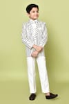 Shop_Banana Bee_White Velvet Striped Coat Suit Pant Set_at_Aza_Fashions
