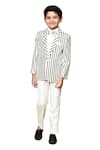 Buy_Banana Bee_White Velvet Striped Coat Suit Pant Set_Online_at_Aza_Fashions