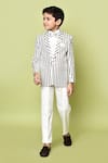 Shop_Banana Bee_White Velvet Striped Coat Suit Pant Set_Online_at_Aza_Fashions