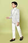 Buy_Banana Bee_White Velvet Striped Coat Suit Pant Set