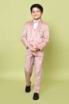 Buy_Banana Bee_Peach Terry Jacquard Woven Coat Suit Set_at_Aza_Fashions