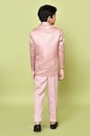 Shop_Banana Bee_Peach Terry Jacquard Woven Coat Suit Set_at_Aza_Fashions