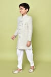 Samyukta Singhania_Green Rayon Embroidered Floral Sherwani Set _Online