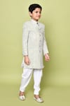 Buy_Samyukta Singhania_Green Rayon Embroidered Floral Sherwani Set _Online