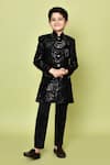 Buy_Samyukta Singhania_Black Sherwani Velvet Embroidered Sequins Set _at_Aza_Fashions