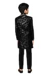 Samyukta Singhania_Black Sherwani Velvet Embroidered Sequins Set _Online