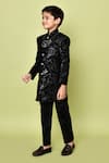 Buy_Samyukta Singhania_Black Sherwani Velvet Embroidered Sequins Set _Online