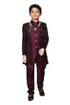 Buy_Samyukta Singhania_Maroon Silk Embroidered Sequins Sherwani Kurta Set 