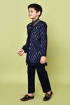 Petite Pomme_Blue Rayon, Linen Sequins Navy Sherwani Set _Online