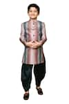 Shop_Samyukta Singhania_Multi Color Velvet Striped Sherwani And Dhoti Pant Set _Online_at_Aza_Fashions