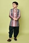 Samyukta Singhania_Multi Color Velvet Striped Sherwani And Dhoti Pant Set _at_Aza_Fashions