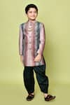 Buy_Samyukta Singhania_Multi Color Velvet Striped Sherwani And Dhoti Pant Set 