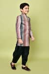 Samyukta Singhania_Multi Color Velvet Striped Sherwani And Dhoti Pant Set _Online