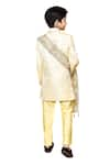 Buy_Samyukta Singhania_Beige Jacquard Woven Floral Sherwani Set _Online_at_Aza_Fashions