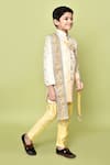 Shop_Samyukta Singhania_Beige Jacquard Woven Floral Sherwani Set 