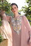 Buy_SUMMER BY PRIYANKA GUPTA_Pink Georgette Embroidered Floral And Dori Cutwork Round Gardenia Kurta Set_at_Aza_Fashions