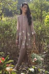 Buy_SUMMER BY PRIYANKA GUPTA_Pink Georgette Embroidered Floral Round Harvest Pleated Kurta And Pant Set_Online_at_Aza_Fashions