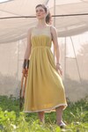 Buy_SUMMER BY PRIYANKA GUPTA_Yellow Georgette Embroidered Floral Round Neck Loop Dress_at_Aza_Fashions