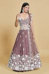 Buy_Samyukta Singhania_Rose Gold Lehenga And Blouse Poly Georgette Embroidery Thread V Neck Work Set 