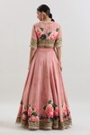 Shop_Basanti - Kapde Aur Koffee x AZA_Peach Crepe Printed Sequins V Neck Floral And Embroidered Lehenga Set