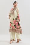 Buy_Basanti - Kapde Aur Koffee x AZA_Ivory Crepe Printed Floral Band V Straight Kurta And Pant Set