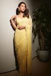 Buy_Premya By Manishii_Yellow Tulle, Georgette Embroidery, Sequins Asymmetric Border Saree With Blouse _at_Aza_Fashions