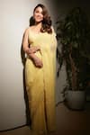 Buy_Premya By Manishii_Yellow Tulle, Georgette Embroidery, Sequins Asymmetric Border Saree With Blouse 