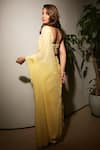 Shop_Premya By Manishii_Yellow Tulle, Georgette Embroidery, Sequins Asymmetric Border Saree With Blouse 
