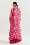 Basanti - Kapde Aur Koffee x AZA_Pink Organza Printed Gota Patti Blouse Square Floral Jacket And Sharara Set_Online