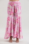 Buy_Basanti - Kapde Aur Koffee x AZA_Pink Chinon Printed Floral Closed Short Anarkali Sharara Set