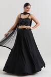 Basanti - Kapde Aur Koffee x AZA_Black Georgette Embroidered Sequins Sweetheart Floral Blouse Lehenga Set_at_Aza_Fashions