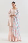 Shop_Basanti - Kapde Aur Koffee x AZA_Pink Chanderi Printed Floral Notched Embroidered Kurta Sharara Set_Online_at_Aza_Fashions