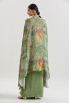 Basanti - Kapde Aur Koffee x AZA_Green Chinon Embroidered Sequins Blouse Floral Print Cape And Draped Skirt Set_Online