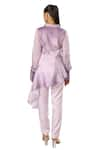 Shop_Sidhaarth & Disha_Purple Cuproo Satin Hand Embroidered Floral Asymmetric Top And Pant Co-ord Set _Online_at_Aza_Fashions