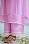 Buy_Nero India_Purple Pant Muslin Embellished Lace Notched Panelled Kurta And Wide Legged Set _Online_at_Aza_Fashions