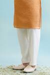 Nero India_Orange Crushed Tissue Textured Stripe Pattern Kurta_Online_at_Aza_Fashions