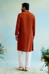 Shop_Nero India_Orange Chanderi Embroidered Dori Straight Kurta With Pant _at_Aza_Fashions