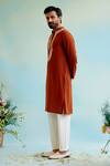 Nero India_Orange Chanderi Embroidered Dori Straight Kurta With Pant _Online_at_Aza_Fashions